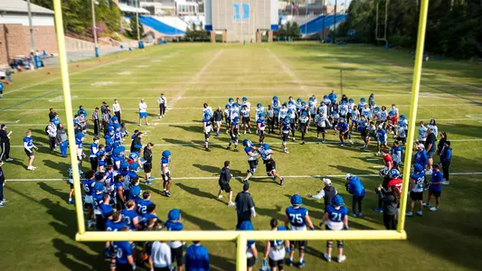 Duke continued spring football workouts on the Brooks Practice Field in March 2026.