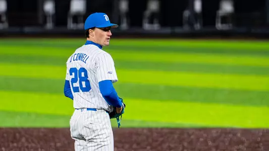 Aiden O'Connell prepares to pitch for Duke