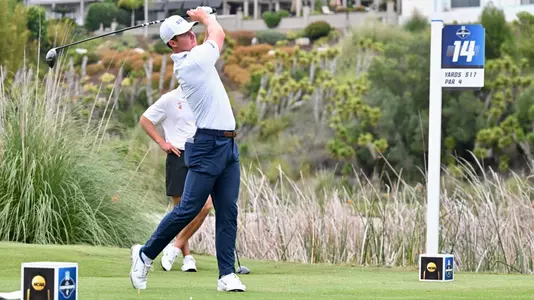 Duke senior William Love tees off at the 2026 NCAA Men's Golf Championship