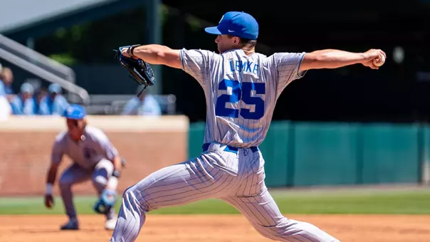 Peter Lemke pitches for Duke baseball