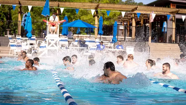 Duke football took a break from the weight room and track and headed to the pool for a June workout.