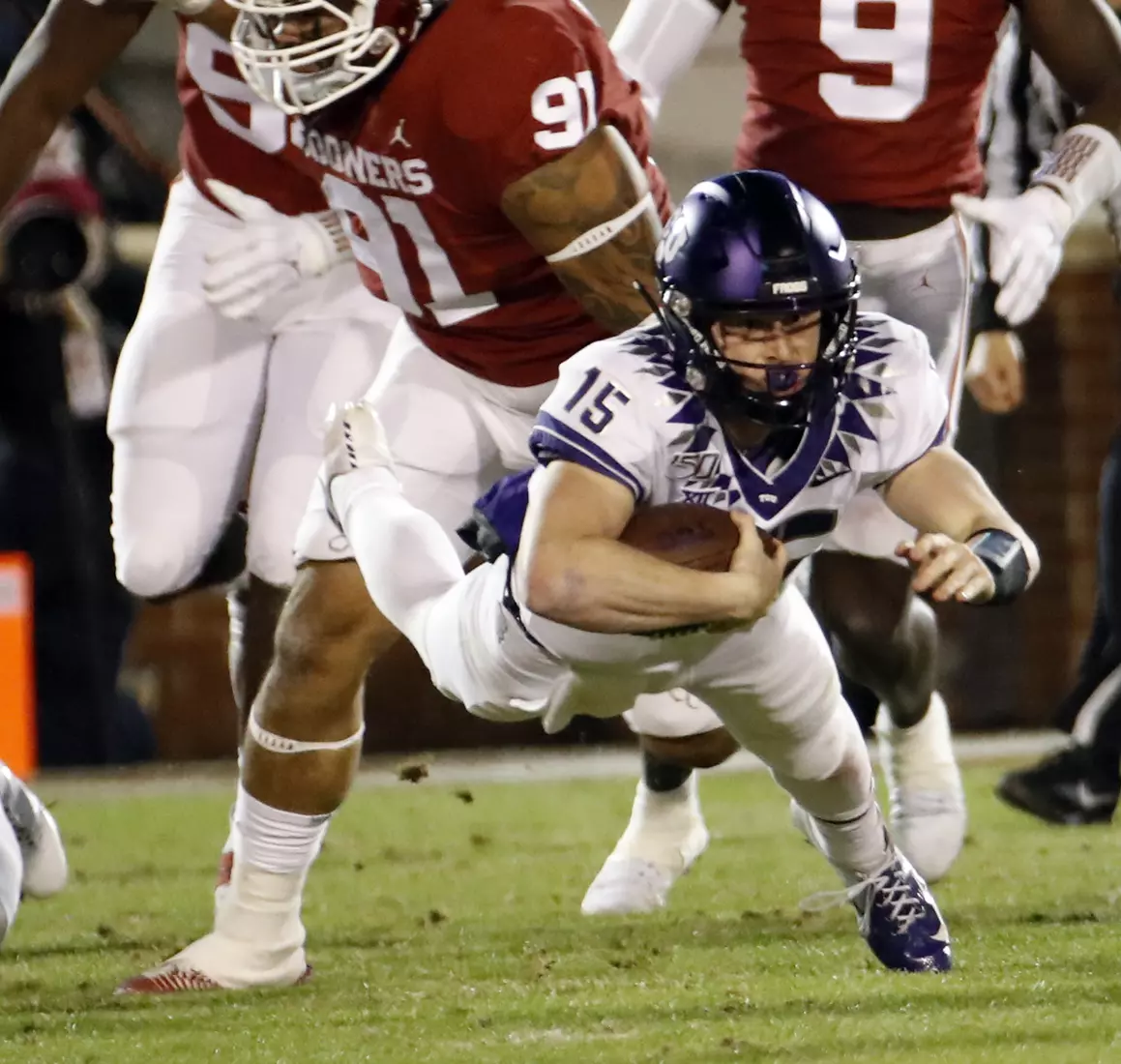 TCU vs Oklahoma football in Norman, Oklahoma on November 23, 2019. (Photo by/ Gregg Ellman)