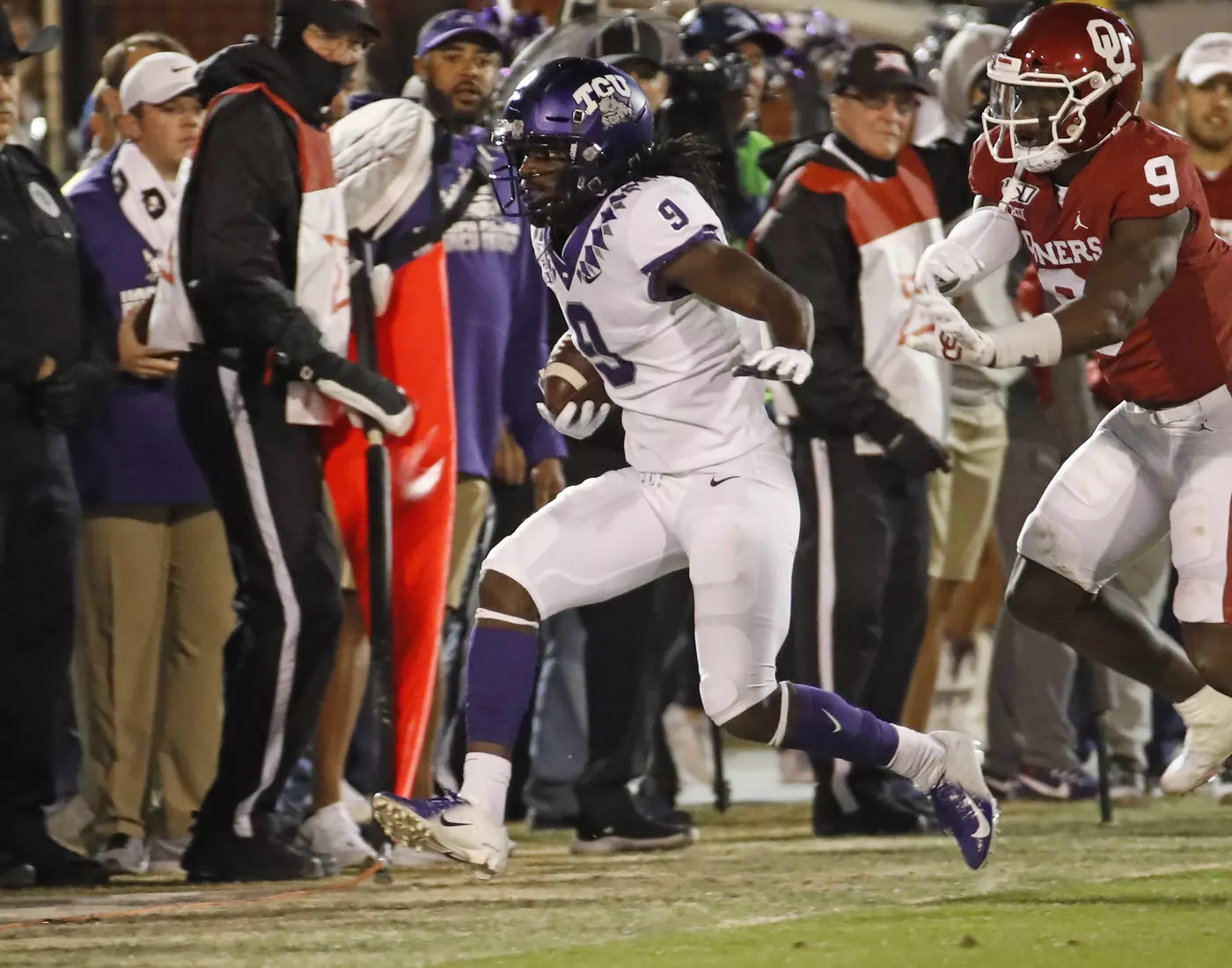 TCU vs Oklahoma football in Norman, Oklahoma on November 23, 2019. (Photo by/ Gregg Ellman)