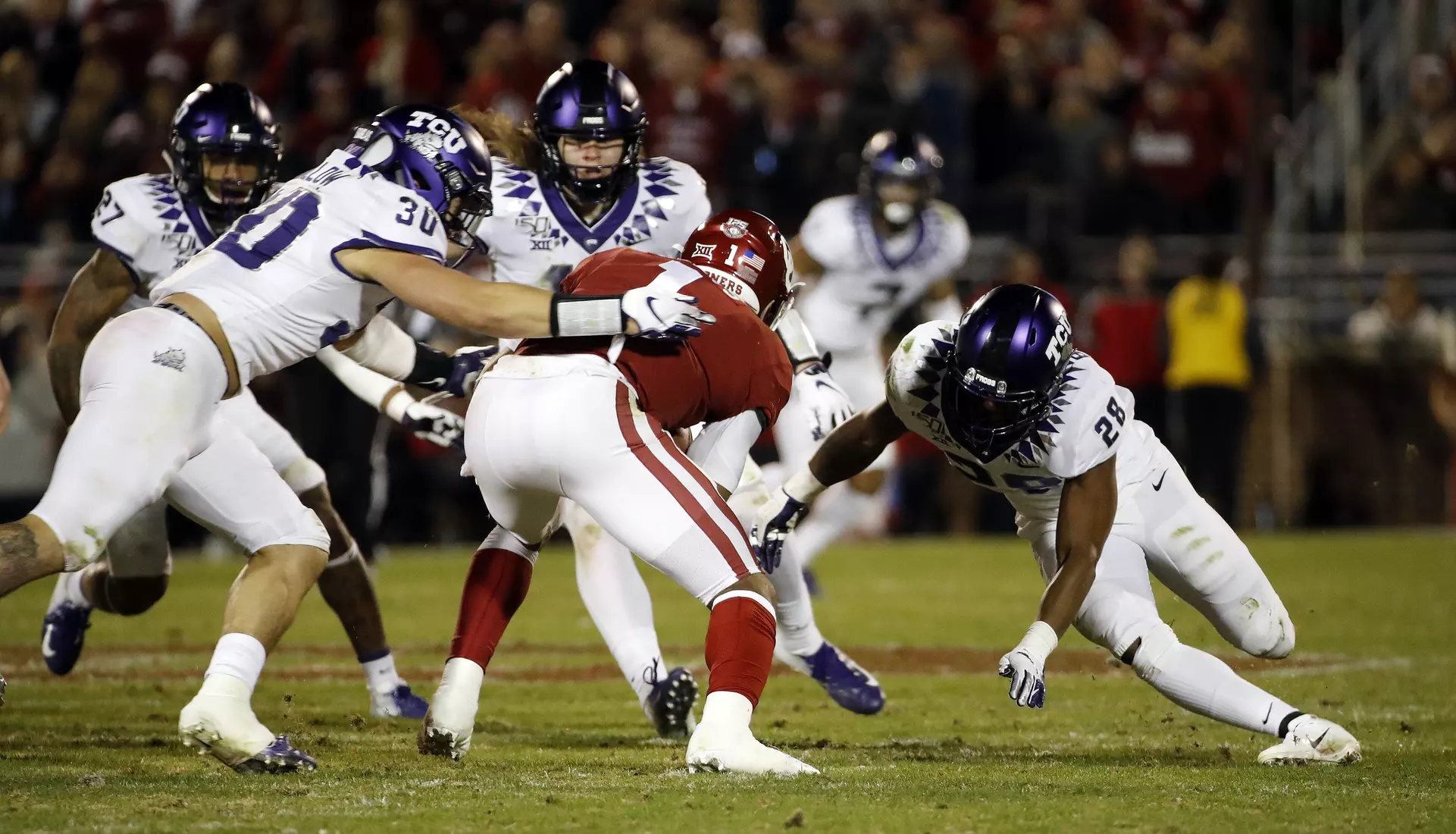 TCU vs Oklahoma football in Norman, Oklahoma on November 23, 2019. (Photo by/ Gregg Ellman)