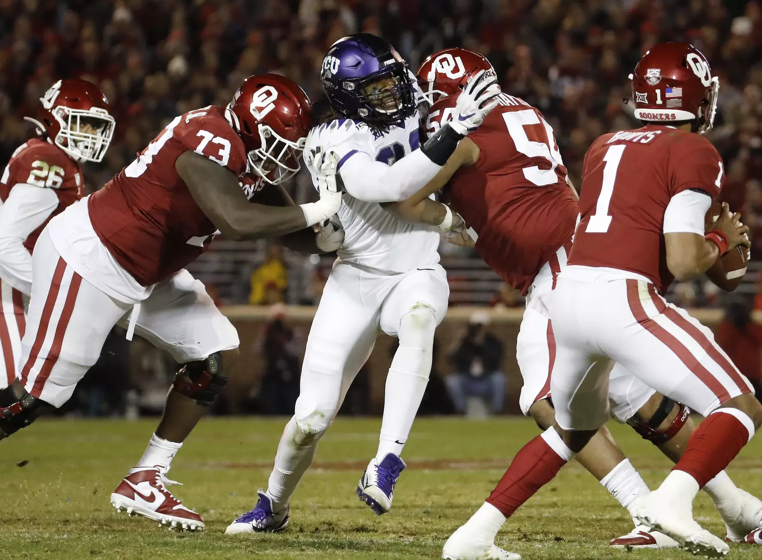 TCU vs Oklahoma football in Norman, Oklahoma on November 23, 2019. (Photo by/ Gregg Ellman)