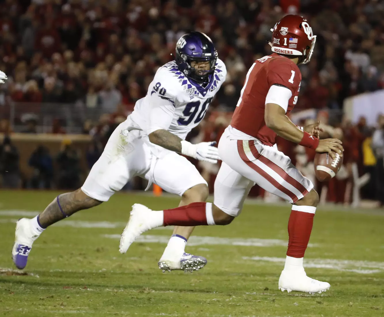 TCU vs Oklahoma football in Norman, Oklahoma on November 23, 2019. (Photo by/ Gregg Ellman)