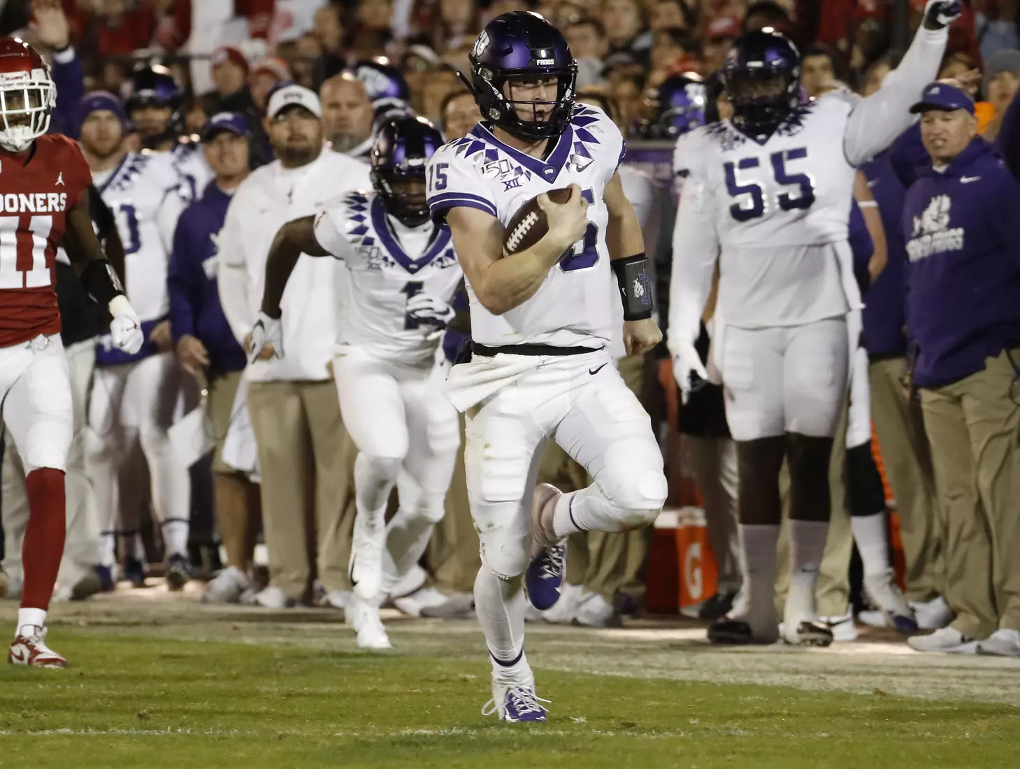 TCU vs Oklahoma football in Norman, Oklahoma on November 23, 2019. (Photo by/ Gregg Ellman)