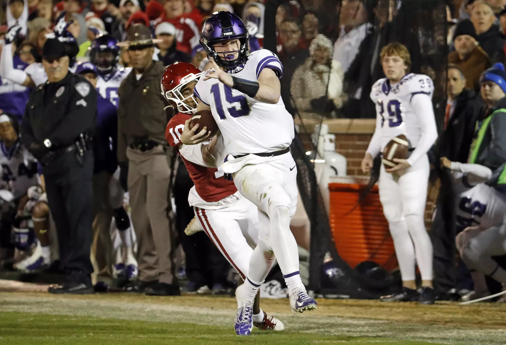 TCU vs Oklahoma football in Norman, Oklahoma on November 23, 2019. (Photo by/ Gregg Ellman)