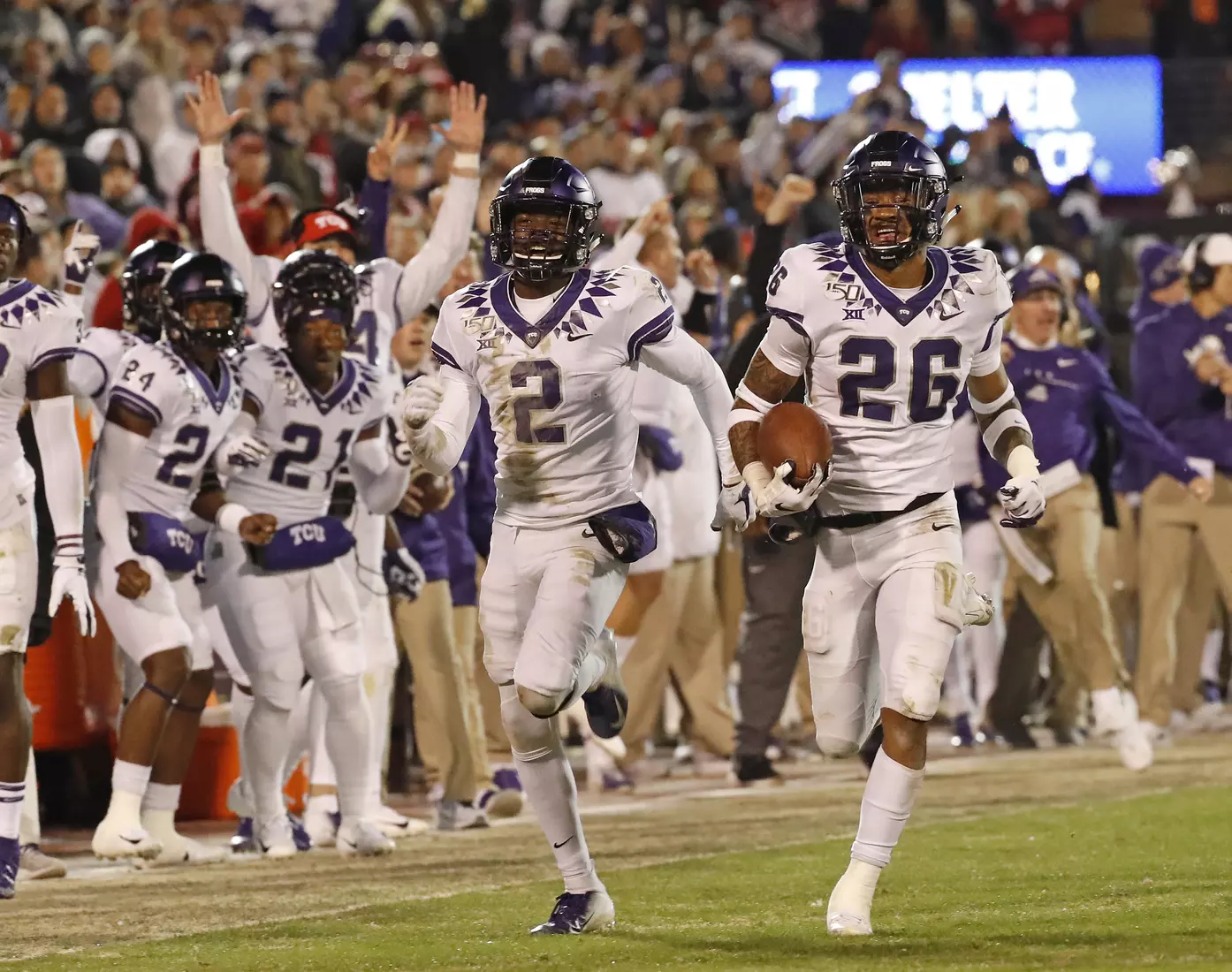 TCU vs Oklahoma football in Norman, Oklahoma on November 23, 2019. (Photo by/ Gregg Ellman)