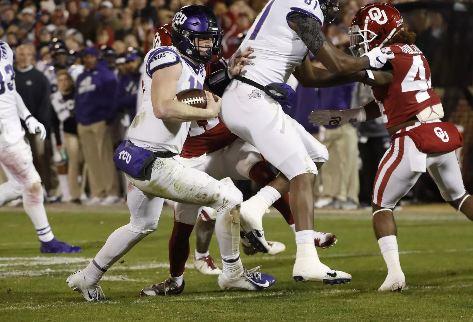 TCU vs Oklahoma football in Norman, Oklahoma on November 23, 2019. (Photo by/ Gregg Ellman)