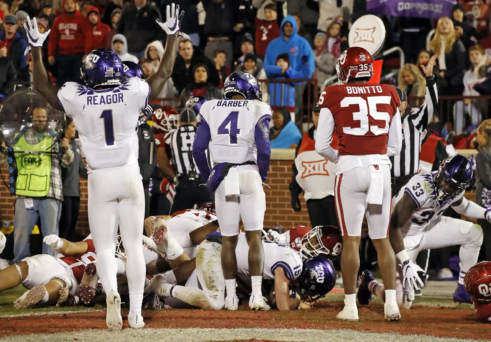 TCU vs Oklahoma football in Norman, Oklahoma on November 23, 2019. (Photo by/ Gregg Ellman)