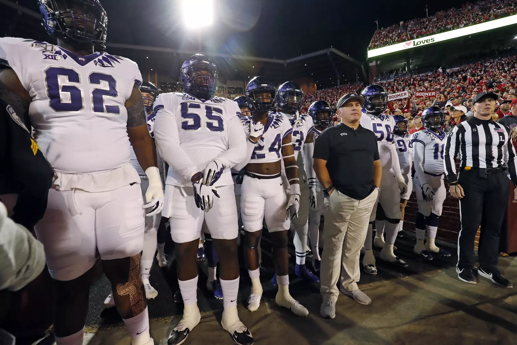 TCU vs Oklahoma football in Norman, Oklahoma on November 23, 2019. (Photo by/ Gregg Ellman)