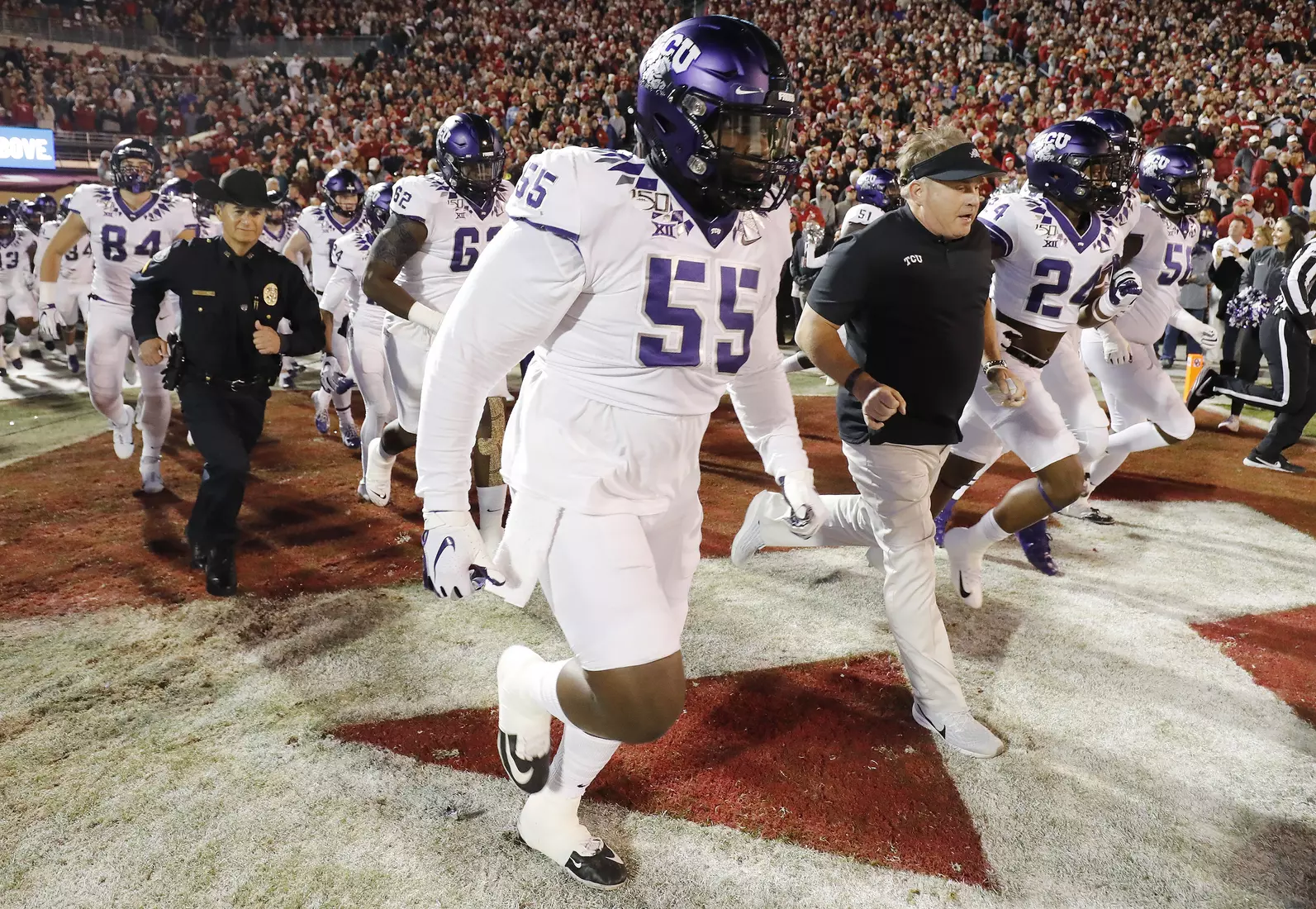 TCU vs Oklahoma football in Norman, Oklahoma on November 23, 2019. (Photo by/ Gregg Ellman)