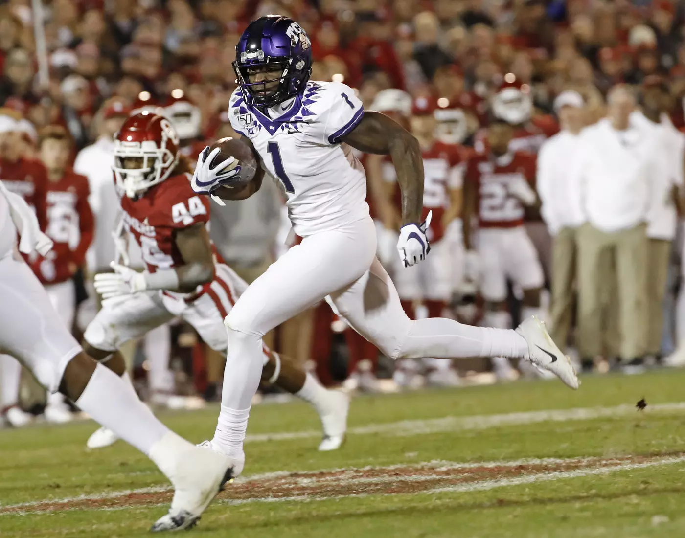 TCU vs Oklahoma football in Norman, Oklahoma on November 23, 2019. (Photo by/ Gregg Ellman)