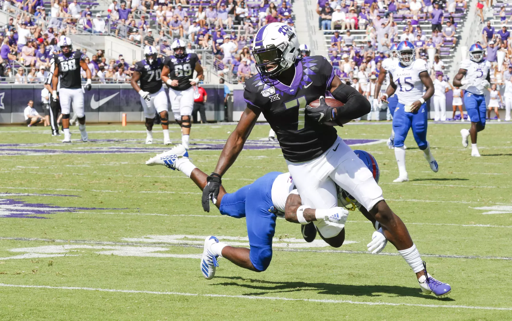 TCU vs Kansas Football at Amon Carter Stadium in Fort Worth, Texas on September 28, 2019. (Photo/Sharon Ellman)