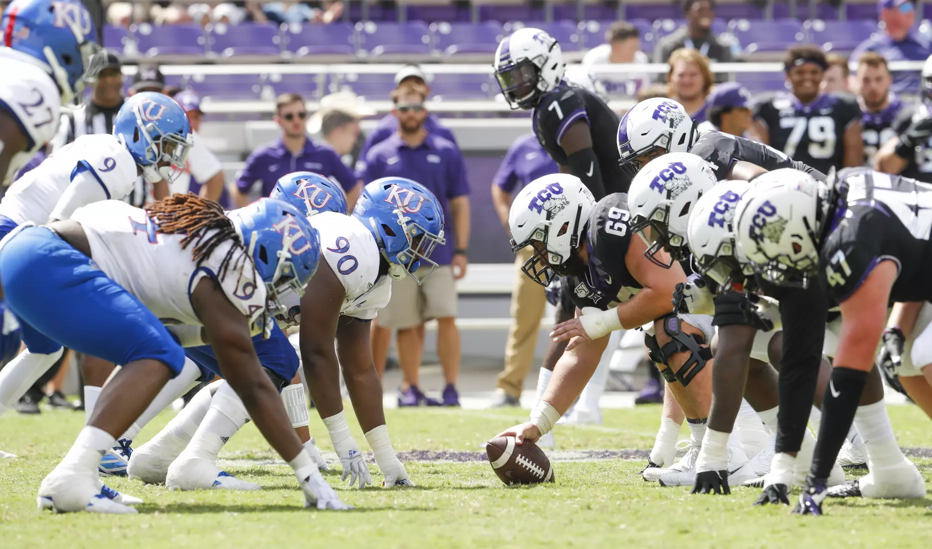 TCU vs Kansas Football at Amon Carter Stadium in Fort Worth, Texas on September 28, 2019. (Photo/Sharon Ellman)