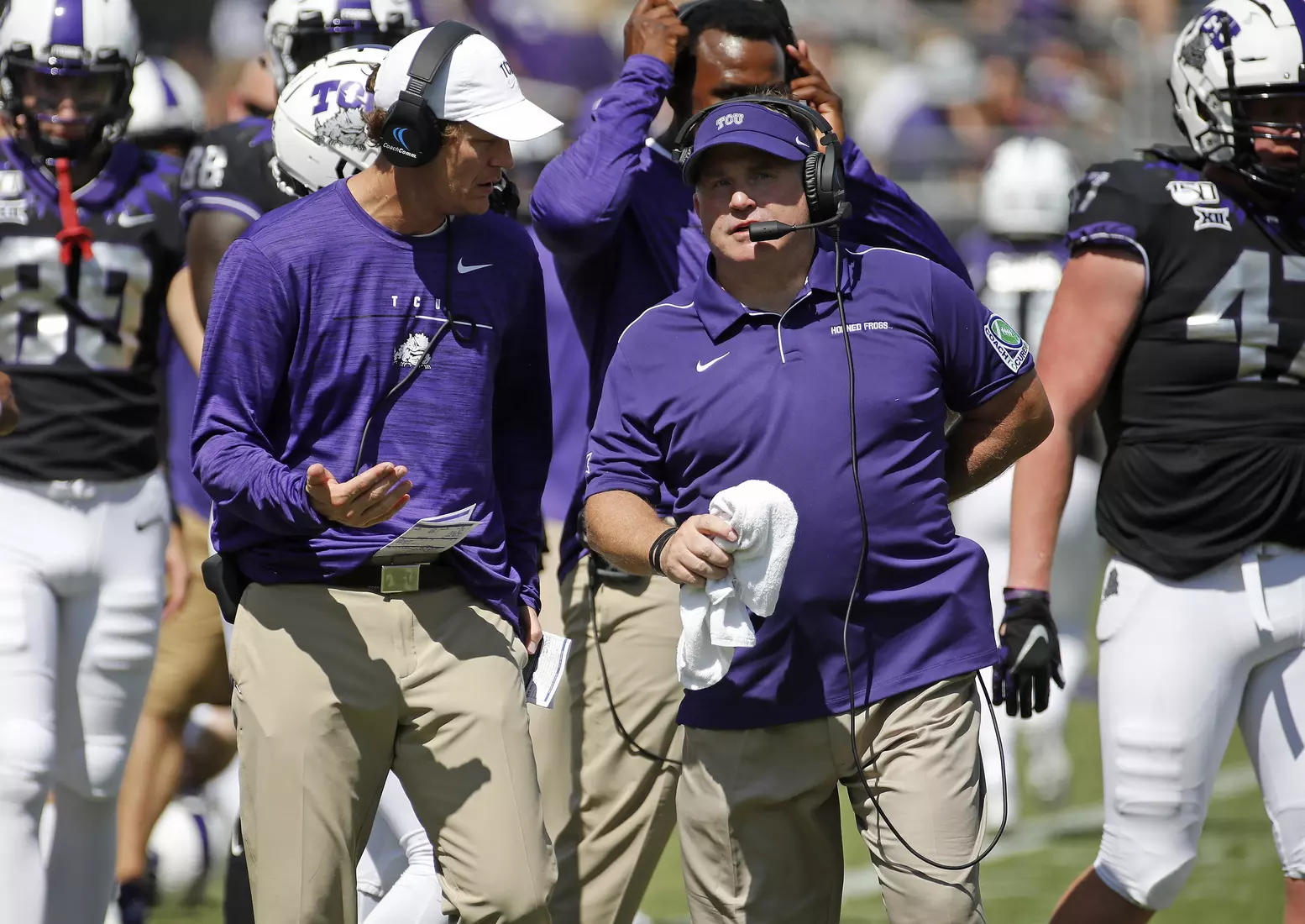 TCU vs Kansas football in Fort Worth, Texas on September 28, 2019. (Photo by Gregg Ellman)
