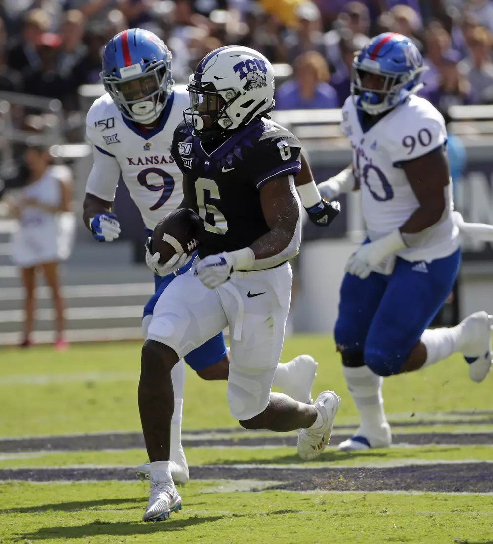 TCU vs Kansas football in Fort Worth, Texas on September 28, 2019. (Photo by Gregg Ellman)