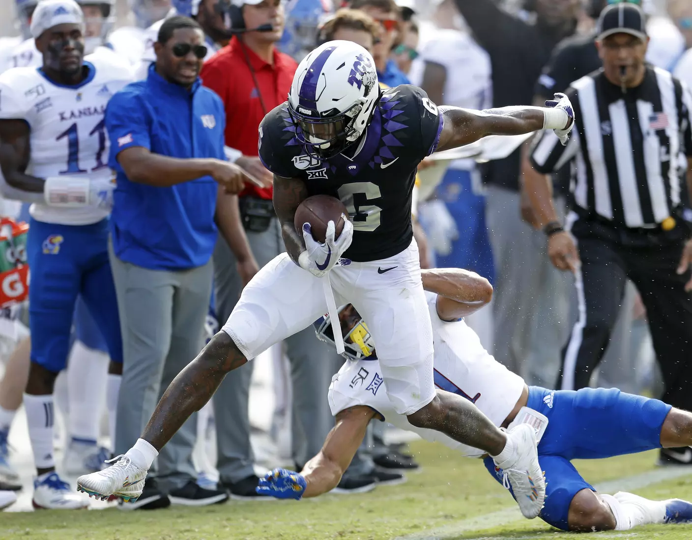 TCU vs Kansas football in Fort Worth, Texas on September 28, 2019. (Photo by Gregg Ellman)