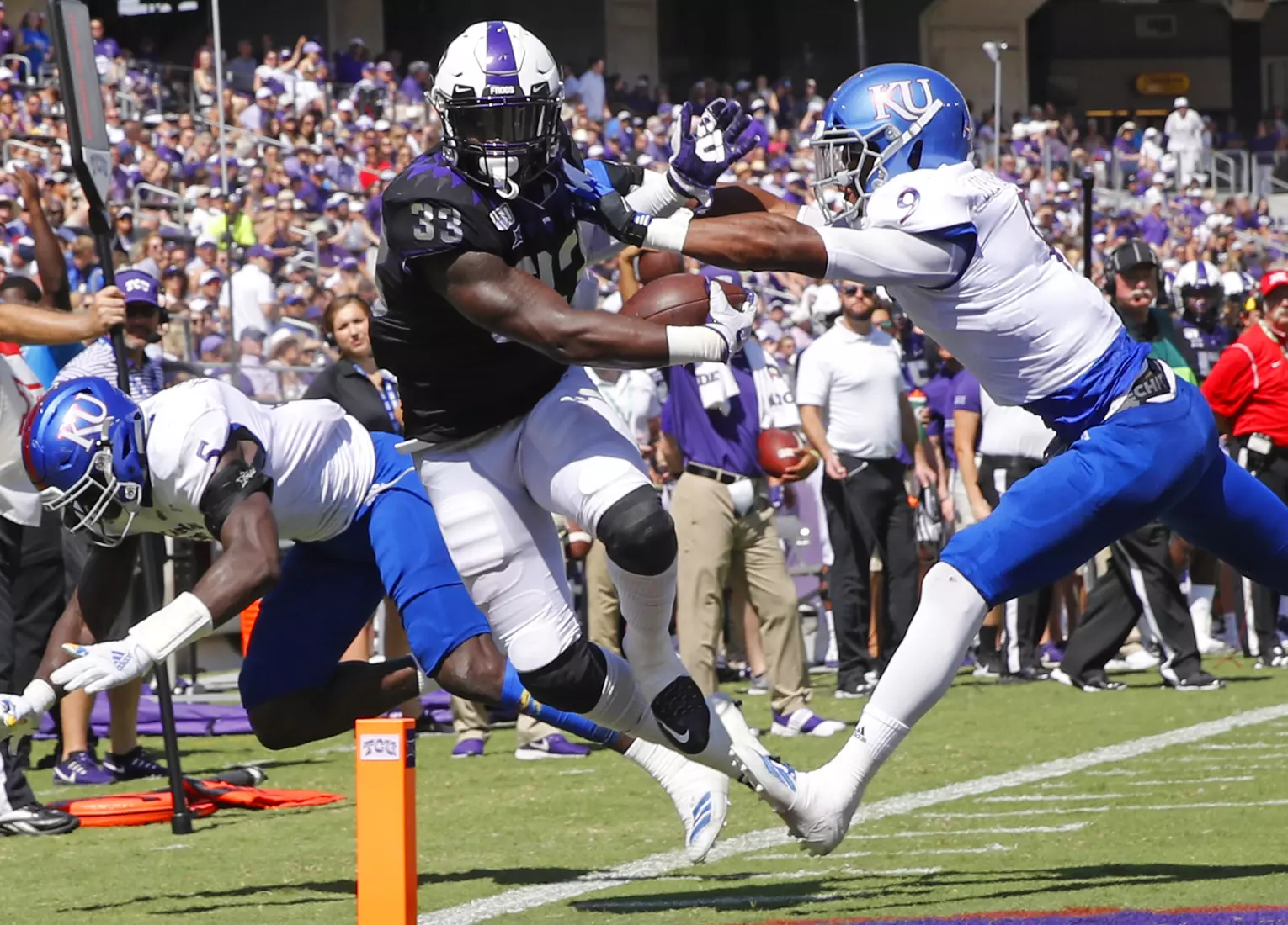 TCU vs Kansas football in Fort Worth, Texas on September 28, 2019. (Photo by Gregg Ellman)