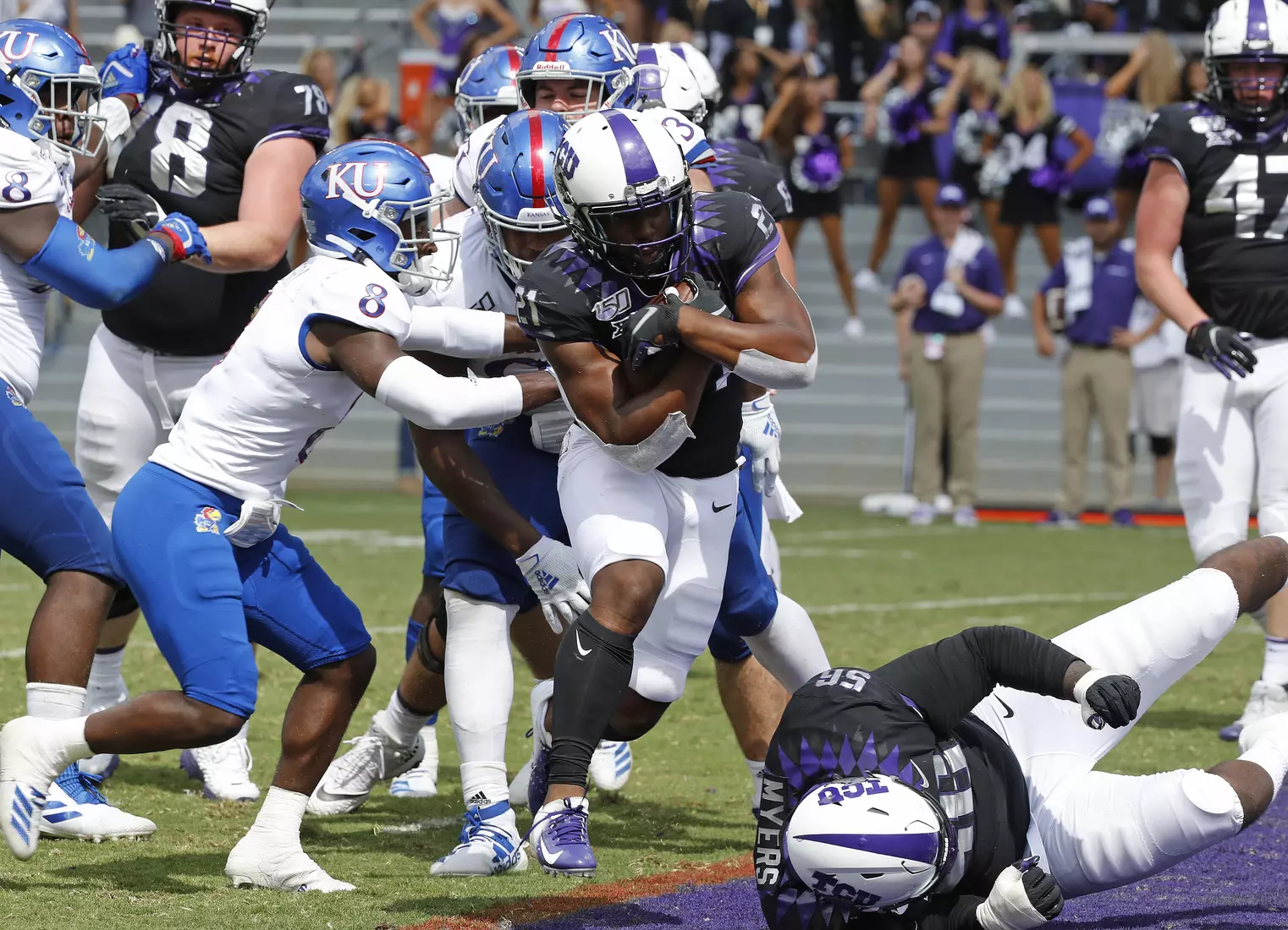 TCU vs Kansas football in Fort Worth, Texas on September 28, 2019. (Photo by Gregg Ellman)