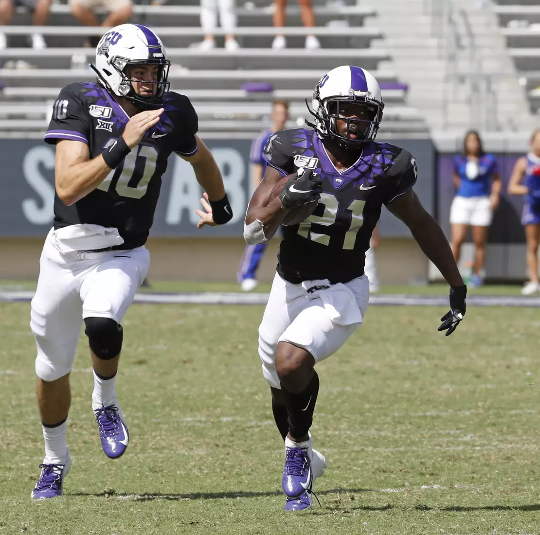 TCU vs Kansas football in Fort Worth, Texas on September 28, 2019. (Photo by Gregg Ellman)