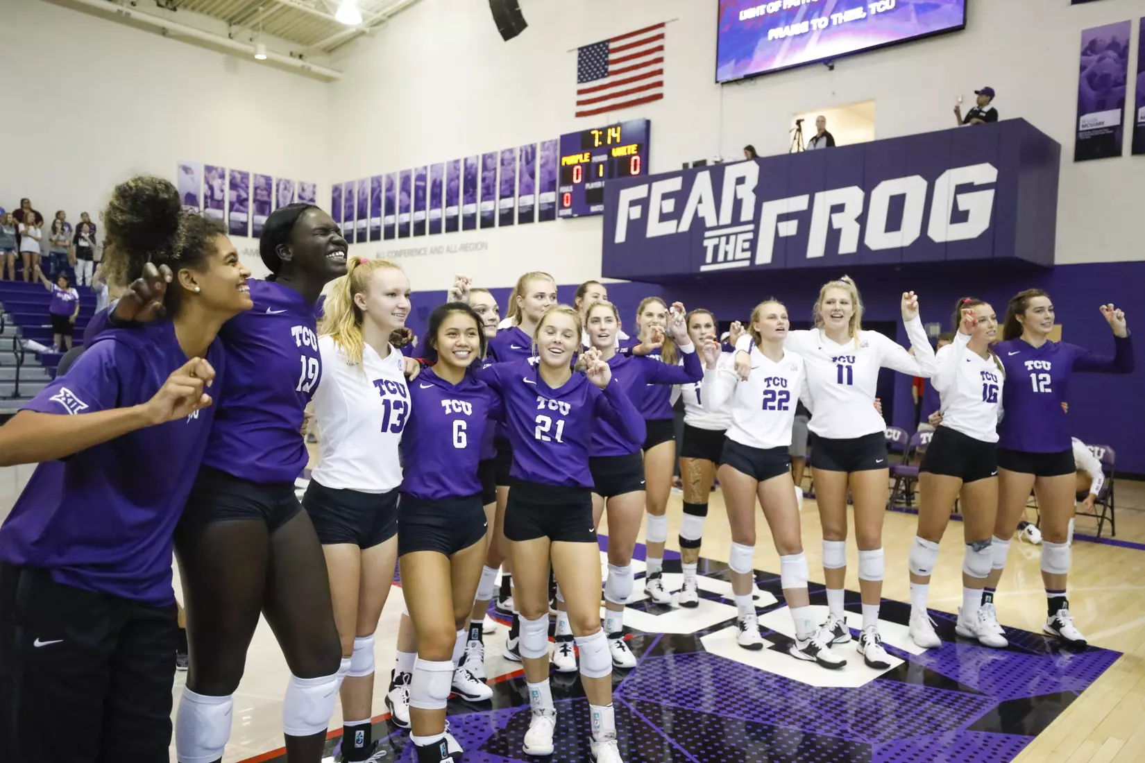 TCU volleyball purple white scrimmage in Fort Worth, Texas on August 24, 2019. (Photo/Sharon Ellman)
