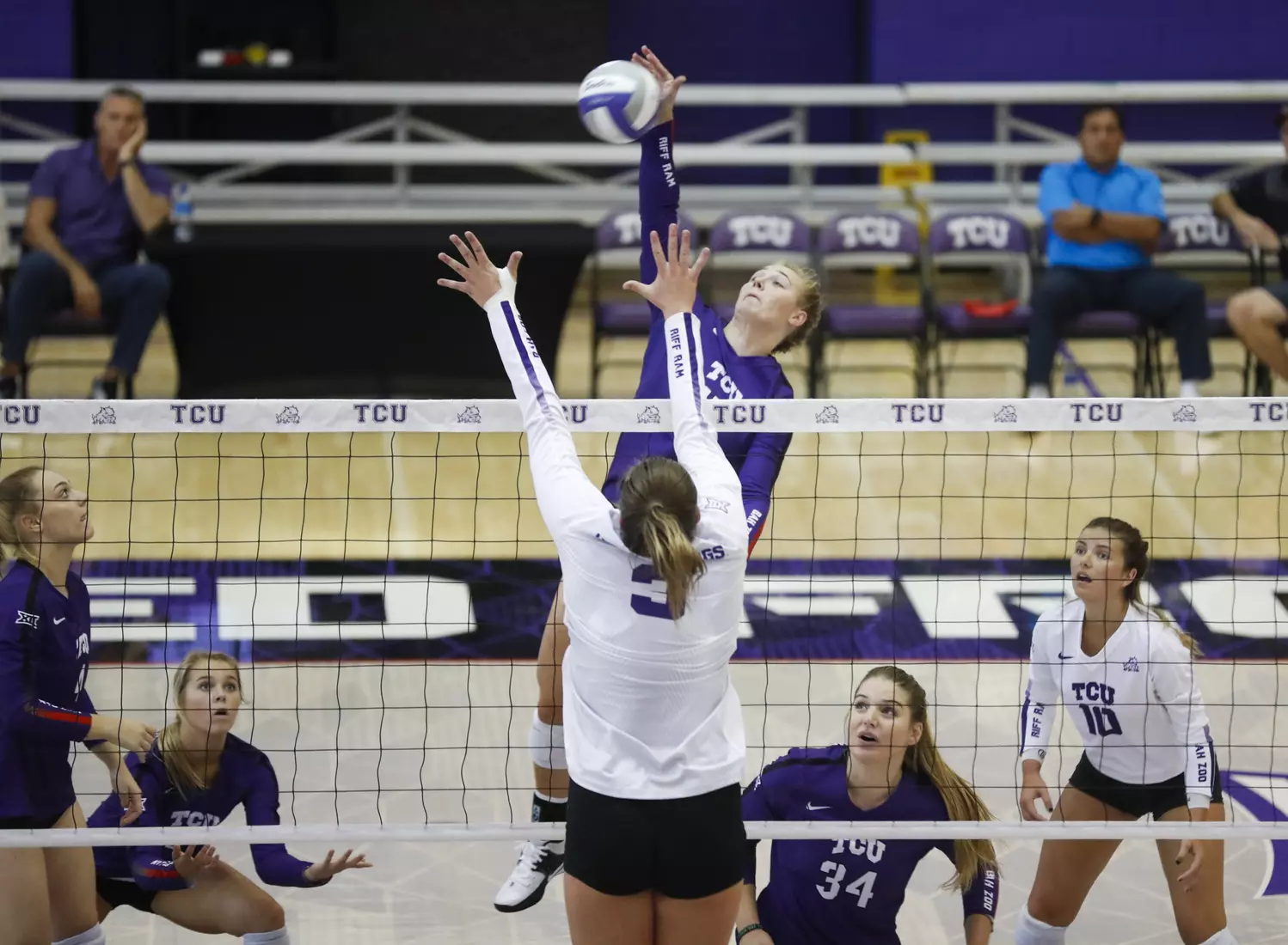 TCU volleyball purple white scrimmage in Fort Worth, Texas on August 24, 2019. (Photo/Sharon Ellman)