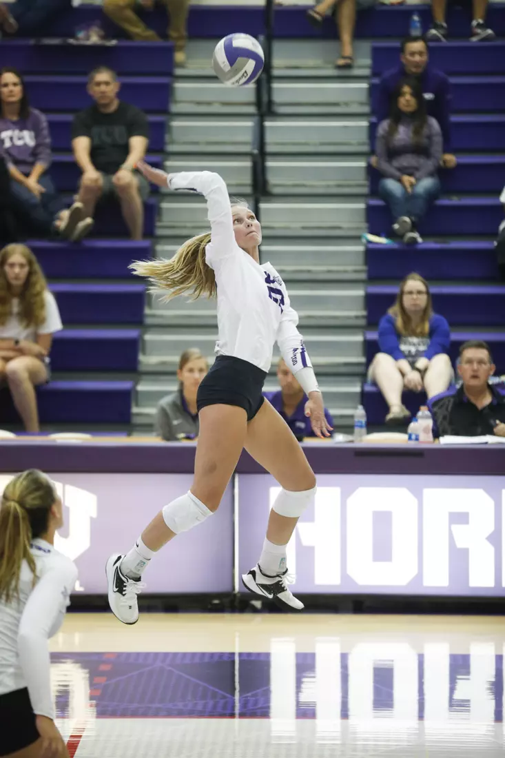 TCU volleyball purple white scrimmage in Fort Worth, Texas on August 24, 2019. (Photo/Sharon Ellman)
