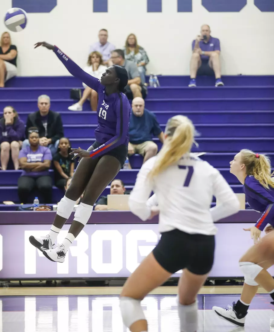 TCU volleyball purple white scrimmage in Fort Worth, Texas on August 24, 2019. (Photo/Sharon Ellman)