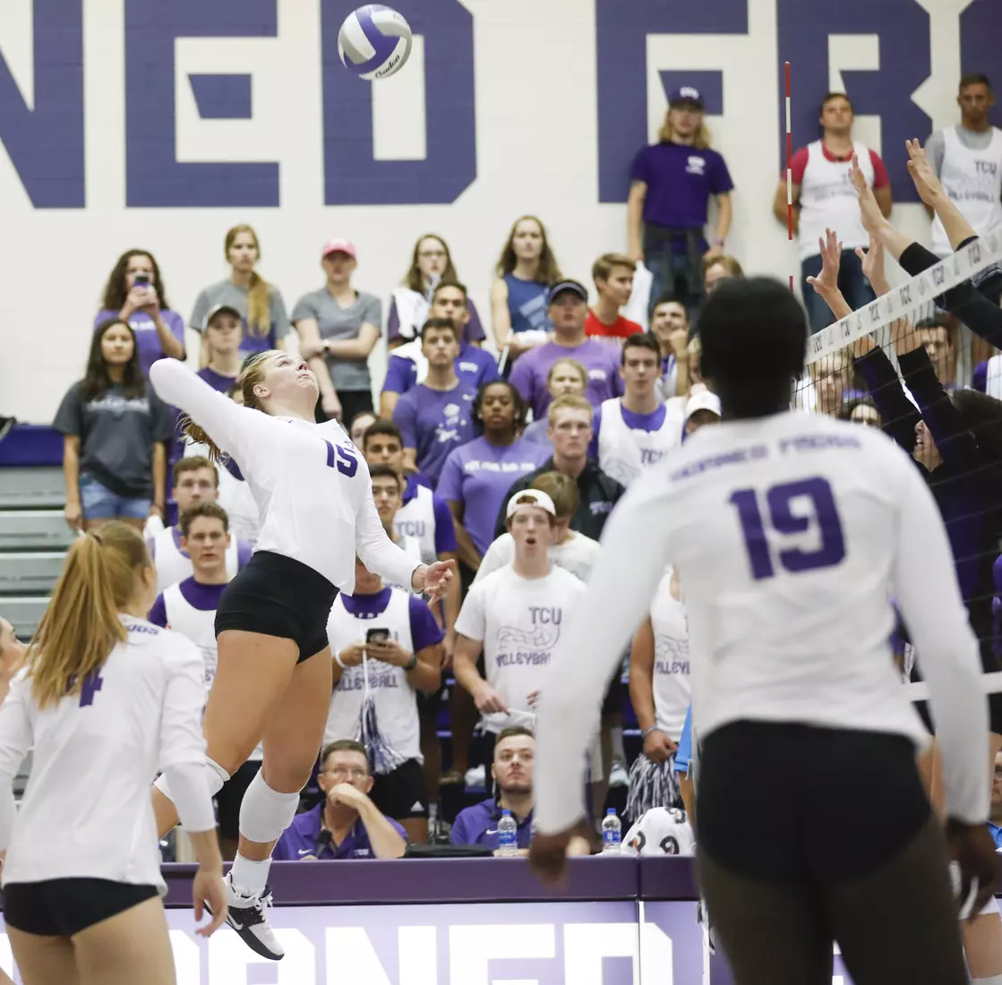 TCU vs High Point University Volleyball in Fort Worth, Texas on August 30, 2019. (Photo/Sharon Ellman)