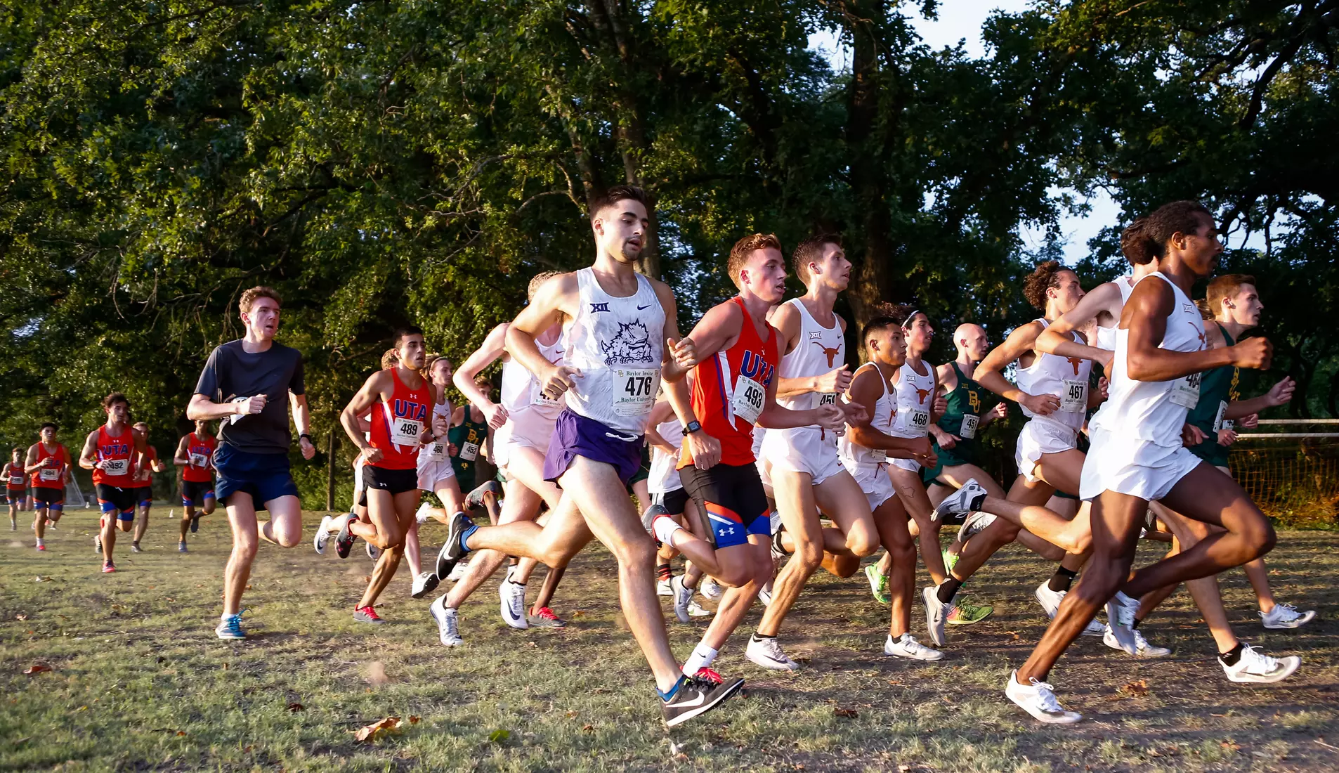 TCU Cross Country competes at the Bear Twilight Invitational meet in Waco, Texas on August 30, 2019. (Photo/Ellman Photography)