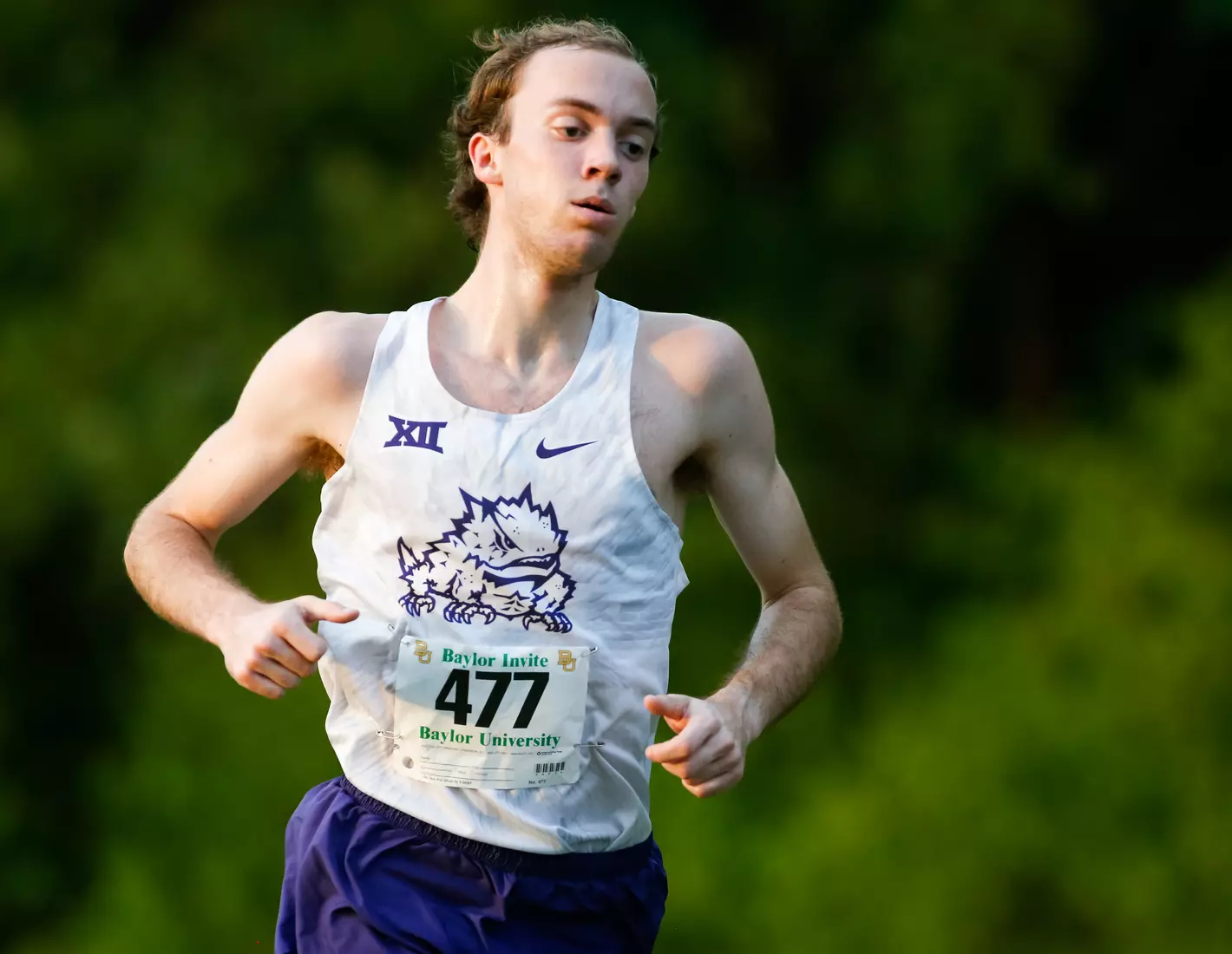 TCU Cross Country competes at the Bear Twilight Invitational meet in Waco, Texas on August 30, 2019. (Photo/Ellman Photography)