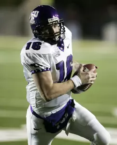 TCU quarterback Jeff Ballard runs for a touchdown against Colorado State during the first half. (AP Photo/Jack Dempsey)