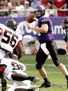 Jeff Ballard drops back to pass in the first quarter. (AP Photo/Matt Slocum)