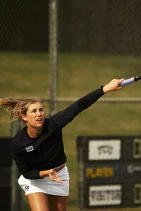 Freshman Nina Munch-Soegaard notched her team-leading 15th singles victory on Saturday