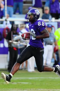 Jimmy Young runs in one of his three receiving touchdowns on Saturday.