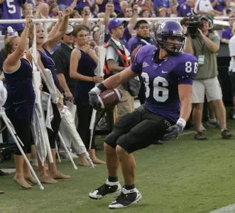 TCU's Shae Reagan celebrates his touchdown against San Diego State in the second quarter. (AP Photo/Donna McWilliam)
