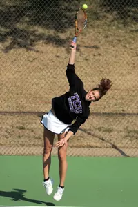 Freshman Katariina Tuohimaa improved to 14-3 in singles play in TCU's win over Wyoming on Sunday