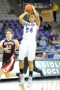 Senior guard Eboni Mangum had five steals against the Aztecs.