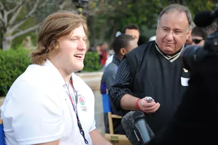Senior Jake Kirkpatrick met with the media at Disneyland on Sunday.