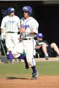 Jerome Pena hit the first home run of the season for the Frogs.
