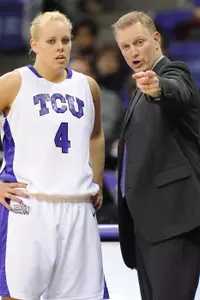 Junior Helena Sverrisdottir and head coach Jeff Mittie