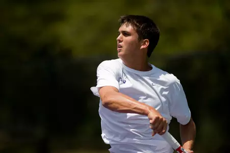 Zach Nichols recorded wins in singles and doubles for TCU during its 4-1 loss to Ole Miss Friday in the first round of the NCAA Tournament.