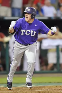 Matt Curry reacts after connecting on his eighth inning grand slam.