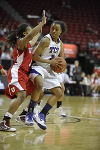 Antoinette Thompson, who stands 5-7, pulled down a game-high 12 rebounds Thursday.