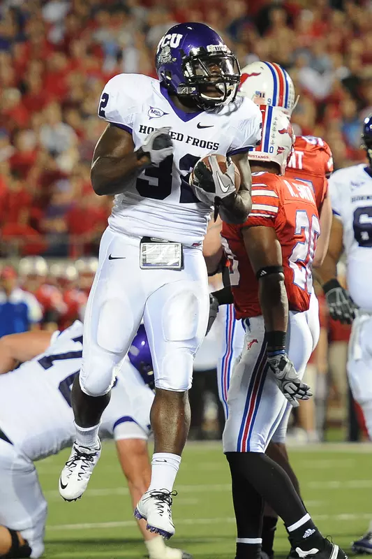 Waymon James celebrates after touchdown carry