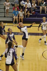 Kristen Hester leads the team with an average of 3.14 kills per set in conference play.