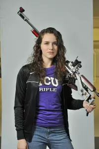 Sarah Schere is believed to be the fourth collegiate shooter to fire a 600 in air rifle.