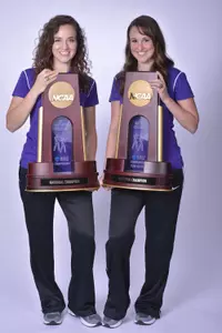Sarah Scherer and Sarah Beard pose with the trophies.